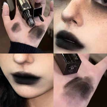 Chống Thấm Nước Punk Gothic Matte Đen Son Môi Tím Lipgloss Trang Điểm Mousse Môi Bùn Đỏ Nâu Son Môi Chống Dính Cốc Son Tint