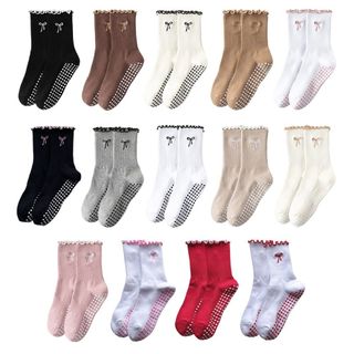 Tất Pilates NICOLOO, Tất tập Yoga Cotton chống trượt, Tất ống giữa thấm mồ hôi có độ đàn hồi cao chuyên nghiệp dành cho nữ