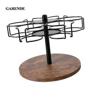 Garande Xoay Bình Nước Tổ Chức Với Đế Gỗ Hiển Thị Chắc Chắn 6 Khe Cắm Cốc Sấy Cho Thức Ăn Nhà