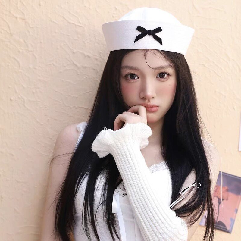 ☘️ Mũ thủy thủ nữ dễ thương ☘️ mũ nồi phong cách hàn quốc Nơ mũ thủy thủ màu hồng phong cách Hàn Quốc, phù hợp cho cô gái ngọt ngào mùa hè
