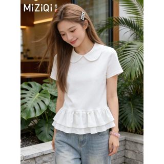 【Hạn giờ】Áo thun cổ búp bê  xù đôi, thiết kế ôm body cute cho bé gái mùa hè