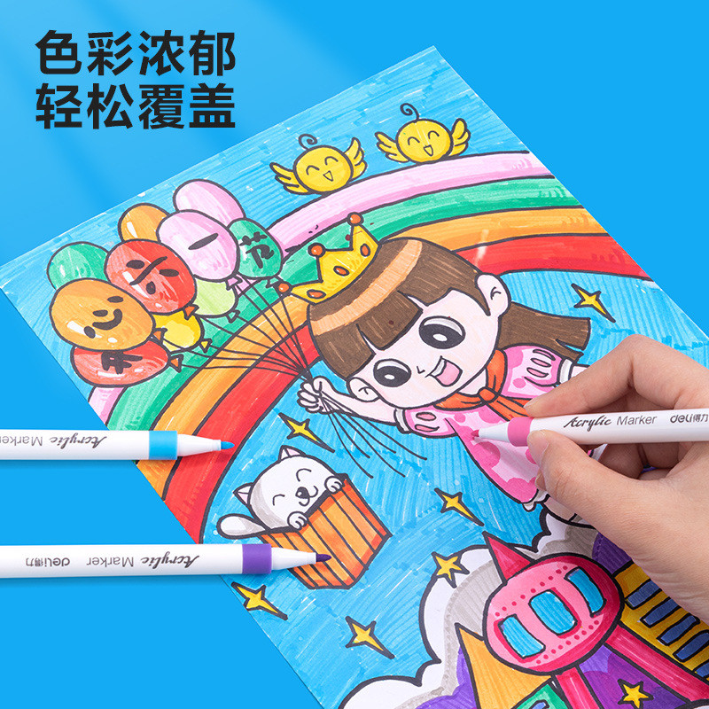 Deli Bút Acrylic 24 màu 1 đầu, xếp chồng, 48 màu, DIY