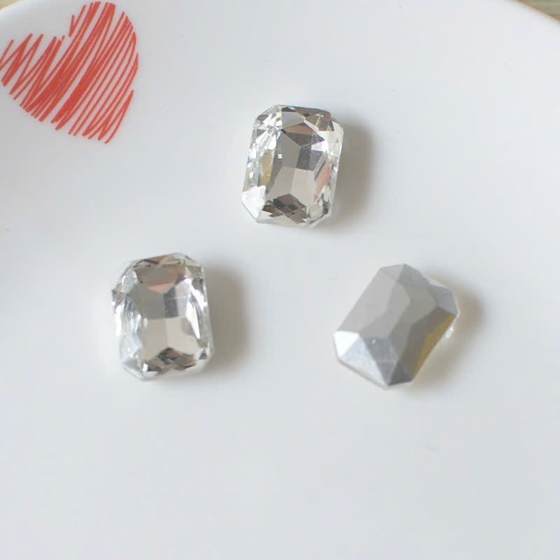 Set Charm Nơ Bạc Gương & Đá Pha Lê Trái Tim Sang Chảnh Lấp Lánh Phong Cách Thanh Lịch Cao Cấp Trang Trí DIY Xinh Xắn