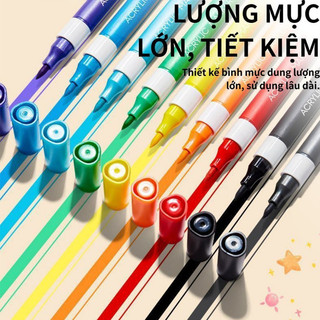 Bút acrylic đầu mềm 60 màu cọ vẽ dễ giặt độ che phủ cao phù hợp học sinh hộp tiện lợi dễ mang