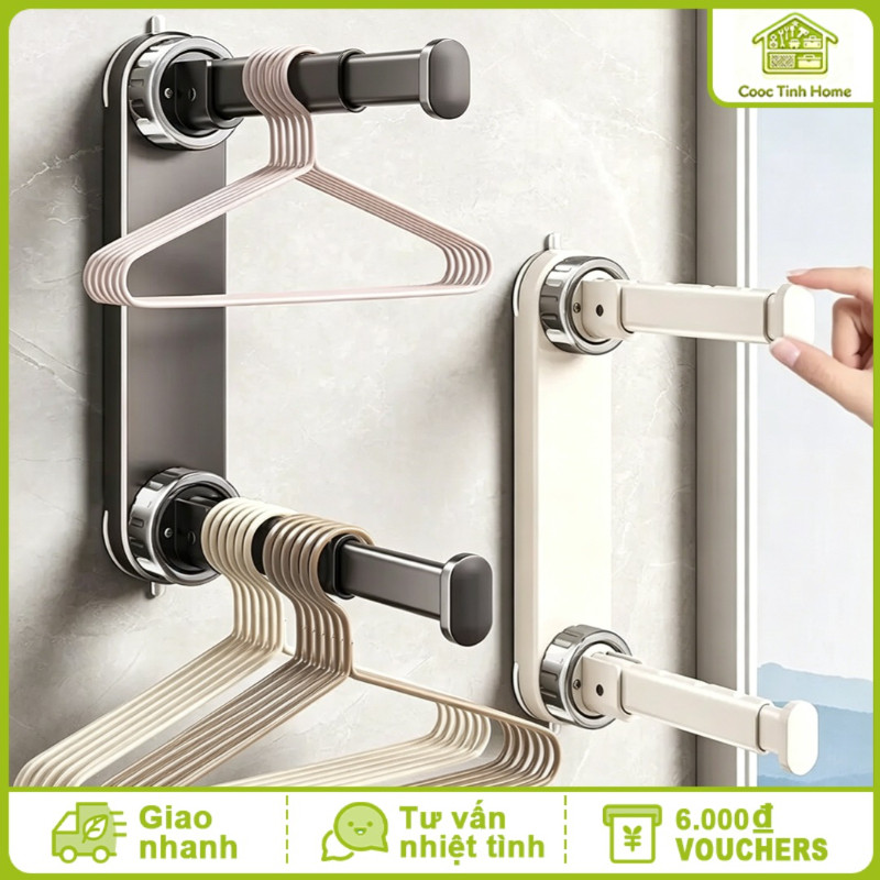 Giá Treo Móc Quần Áo Hút Chân Không - Không Cần Khoan, Lắp & Thu Gọn Dễ, Giải Pháp Thông Minh Cho Nhà Hiện Đại