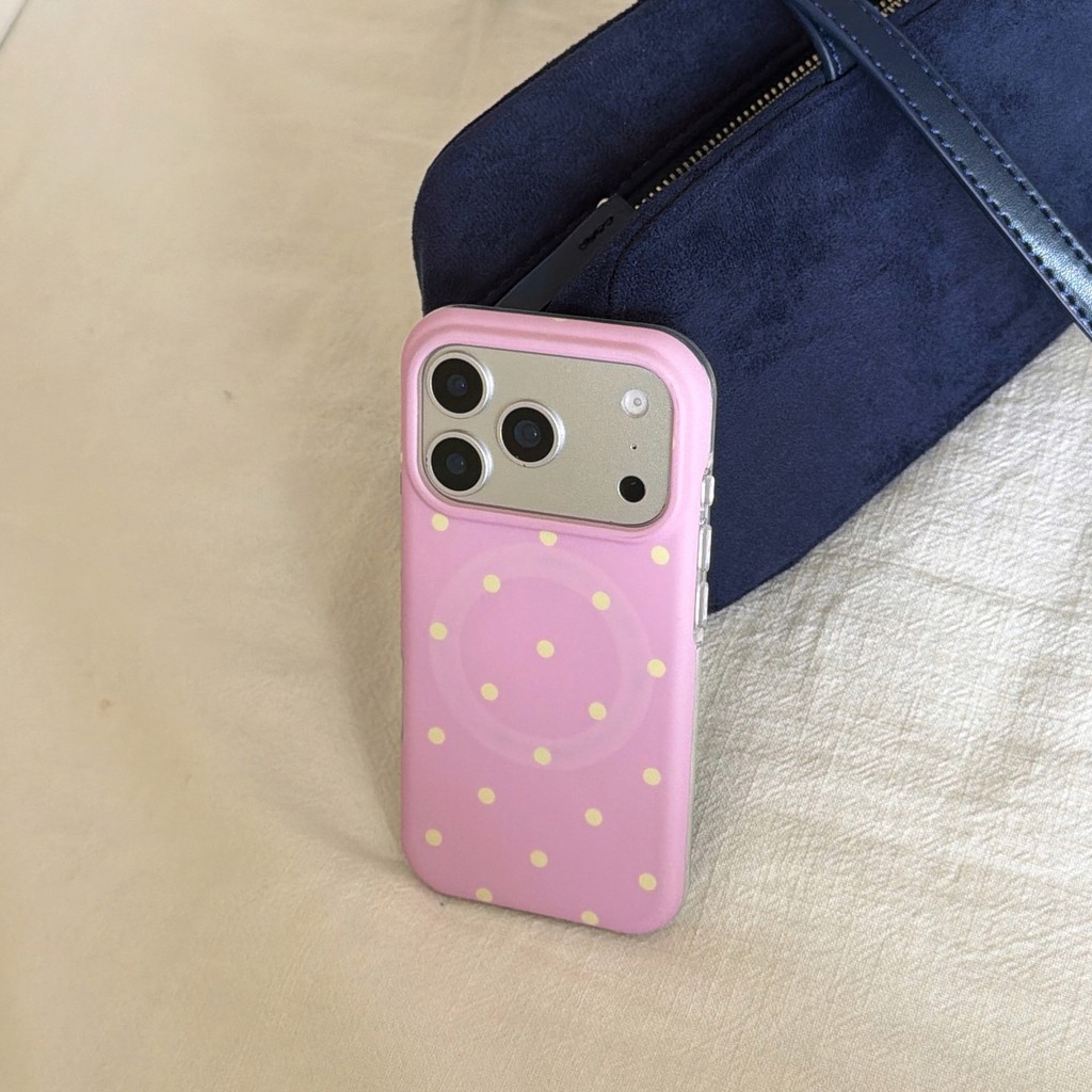 Ốp điện thoại chấm bi màu hồng từ tính cho IPhone 17 Pro Max 17 16 15 14 13 ốp lưng iphone