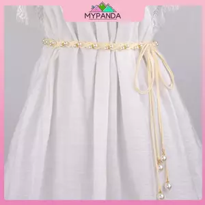 MYPANDA - Thắt lưng nữ thanh lịch với ngọc trai hạt và kim loại mỏng, phù hợp làm phụ kiện cho đầm