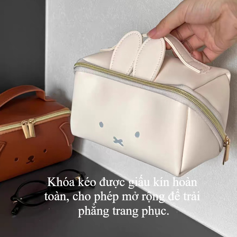 Túi Mỹ Phẩm PU Đa Năng – Nhiều Ngăn, Dung Tích Lớn, Thiết Kế Dễ Thương Cho Du Lịch & Hàng Ngày