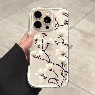 Ốp Điện Thoại Hoa Mộc Lan Trắng Cho Xiaomi Redmi Note 15 14 13 Pro Plus Note15 Note14 4G 5G Trong Suốt Dễ Thương Sáng Tạo INS Chống Sốc Chống Rơi Xu Hướng Mềm Thương Hiệu Vỏ Đơn Giản