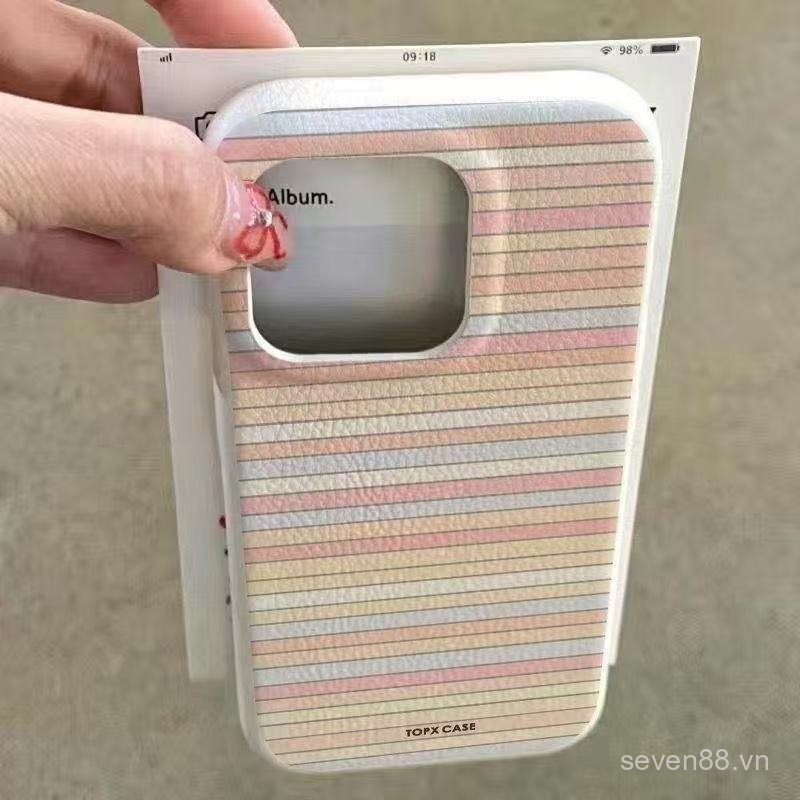 Ốp Điện Thoại Thích Hợp Cho iPhone 7 8 X XS XR XSMAX 11 12 13 14 15 16 17 Pro max Plus Air Hàn Quốc Sọc Màu Đơn Giản Chống Sốc Vỏ Bảo Vệ Chống Sốc Bao Gồm Tất Cả FR1E
