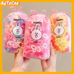 AqToCna 100 Chiếc Bé Gái Nhiều Màu Sắc Dây Buộc Tóc Bộ Nylon Cao Su Co Giãn Cao Su Trẻ Em Vòng Tròn Tóc Trẻ Em Phụ Kiện Tóc AqToCna
