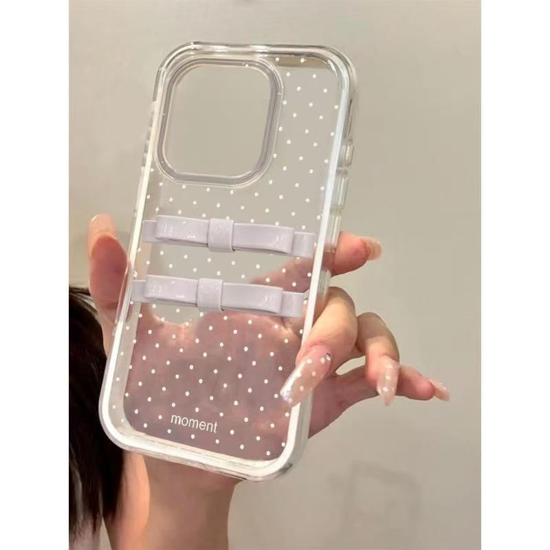 Tiếng Anh Chấm Bi Màu Hồng Thích Hợp Cho iPhone17 Apple 16ProMax Ốp Điện Thoại 15 Phong Cách Mới 14 Bao Gồm Tất Cả 13 Mềm 12
