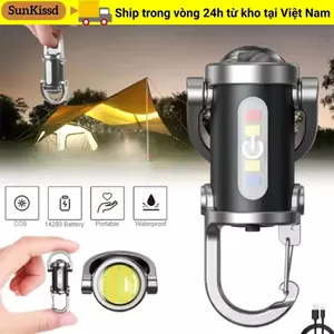 Đèn pin móc khóa SUNKISSD LED siêu sáng, sạc USB, nhiều màu, phù hợp cắm trại và hoạt động ngoại trời