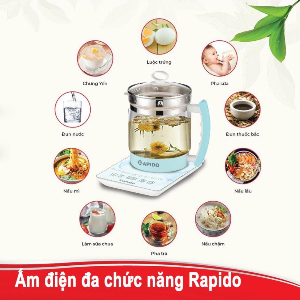 Ấm Điện Đa Năng RAPIDO RMK0818-S - Bảo hành chính hãng 12 tháng