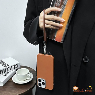 Ốp Da PU Màu Trơn Ins Style Có Dây Buộc Tay Cho OPPO A6 A5X A5 A5i Pro A80 A60 A40 A40M A3 Pro A3X A79 5G 4G Business Cover Vỏ Siêu Mỏng Mềm Sang Trọng Nhiều Màu Sắc Sang Trọng