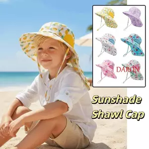 Mũ che nắng bé trai DARON, Mũ che nắng hoa cúc / hoa cầu vồng cho trẻ em Mũ ngư dân, dễ thương với dây chống gió Phim hoạt hình mềm mại Khủng long gấp bé gái Mũ chống nắng mùa xuân