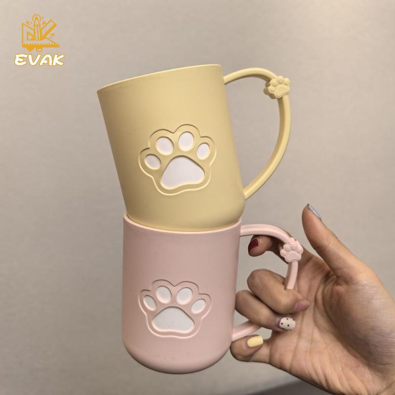 Alittlesetrtu Hoạt Hình Dễ Thương Cat Paw Cốc Nhựa Có Tay Cầm Cặp Đôi Bàn Chải Đánh Răng Hoàn Hảo Cho Phòng Tắm Cốc Nước súc Miệng VN