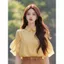 Áo sơ mi nữ màu vàng cao cấp kiểu Pháp, thiết kế phù hợp mùa hè