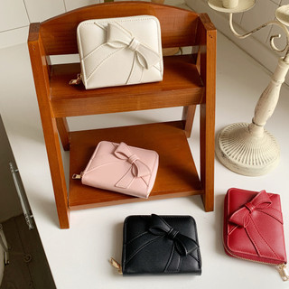 Ví nữ Sweet Bow Da PU Dễ thương Đa chức năng Hộp đựng thẻ có thể gập lại Ví đựng tiền xu