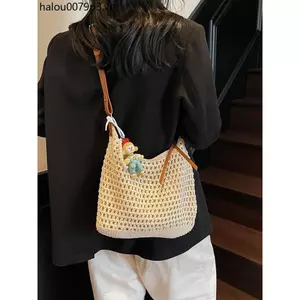 Handmade Cotton Sợi Dệt Túi Nữ Mùa Hè 2026 Phong Cách Mới Thường Ngày Đi Lại Túi Đeo Vai Đi Biển Kỳ Nghỉ Messenger Túi Đi Biển