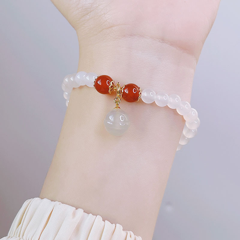 Vòng tay mã não thạch vải lanh đơn giản mới