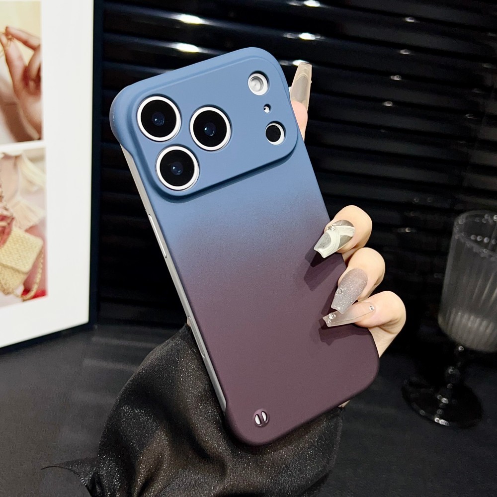 Ốp điện thoại cảm giác da không viền màu Gradient cho IPhone 17 16 15 14 13 12 Pro Promax 17 Air 16 15 14 Plus Vỏ thời trang chống rơi bốn góc chống trượt