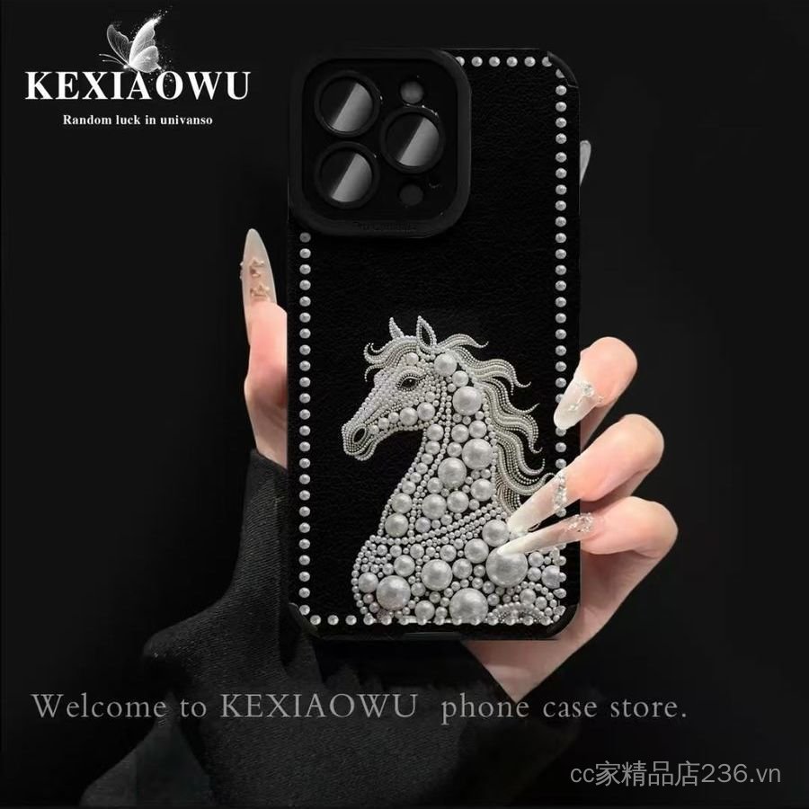 Ánh Sáng Sang Trọng Mắt Ngọc Trai Họa Tiết Ngựa Trắng Ốp Lưng Điện Thoại Thích Hợp Cho iPhone17 7 / 8plus16promax 14 15 13 12 11