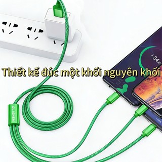 Dây Cáp 3 trong 1 nhiều màu - Giao trong ngày (iOS, Android, Type-C).Thiết kế đúc nguyên khối, lõi dây đồng nguyên chất