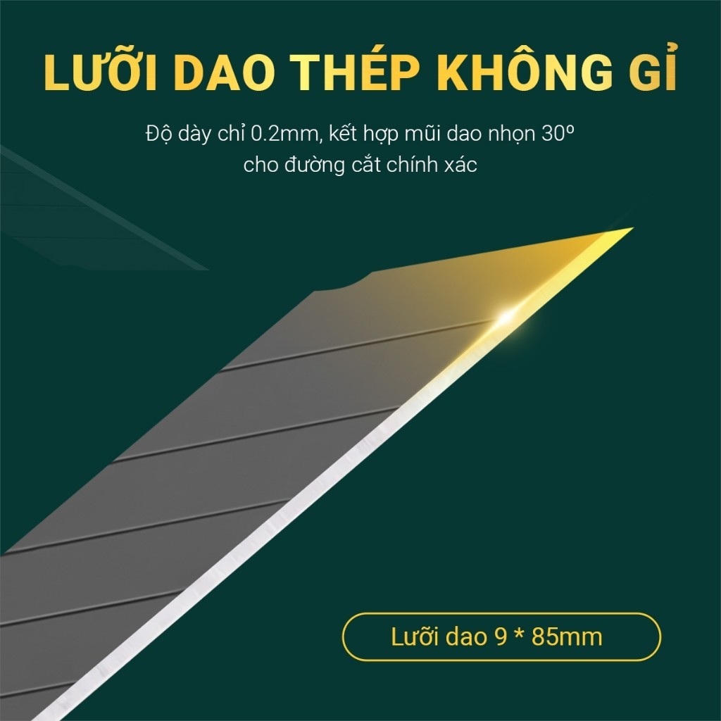Dao rọc giấy thép không gỉ, có khóa tự động, lưỡi sắc bén, dao cắt giấy dùng cho văn phòng, học tập