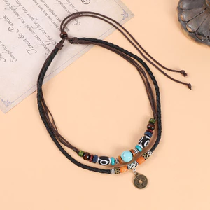Dây chuyền xương đòn retro với thiết kế handmade và phong cách dân tộc hai lớp spike mặt dây