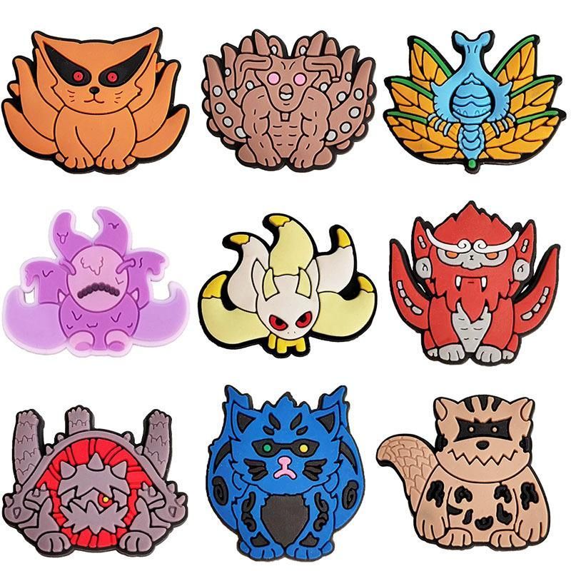 Charm gắn dép cross Naruto, Nút gắn sticker dép cross cham 2D hoạt hình Anime nhựa PVC CROSS TREND