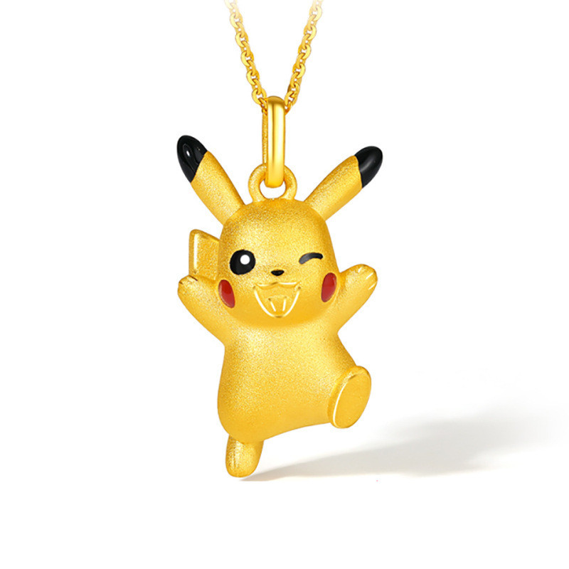 Mờ May Mắn Pikachu Vòng Cổ Hợp Thời Trang Nam Nữ Búp Bê Dễ Thương Pokémon Cát Vàng Xương Đòn Dây Xích