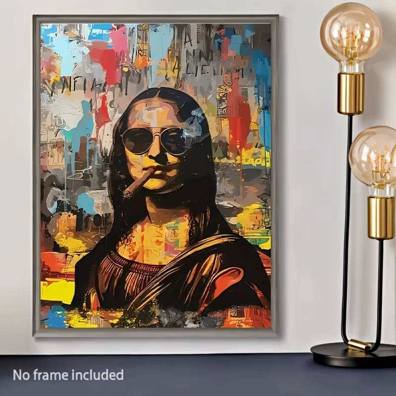 Thú Vị Mona Lisa Sáng Tạo Màu Nước Tranh Canvas Graffiti Ngộ nghĩnh Áp Phích Treo Tường Nghệ Thuật Hình Ảnh Phòng Khách Trang Trí Nhà Quà Tặng