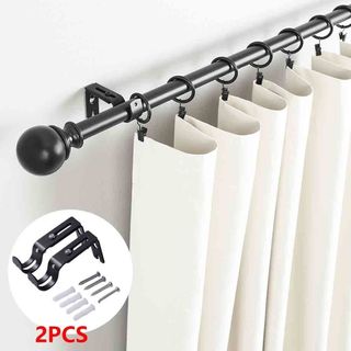 Móc treo rèm BRYVEN, Giá đỡ thanh rèm xây dựng kim loại có thể điều chỉnh chiều dài, Bộ 2 hỗ trợ gắn tường chắc chắn Giá đỡ cực La Mã đa năng Sử dụng phòng ngủ