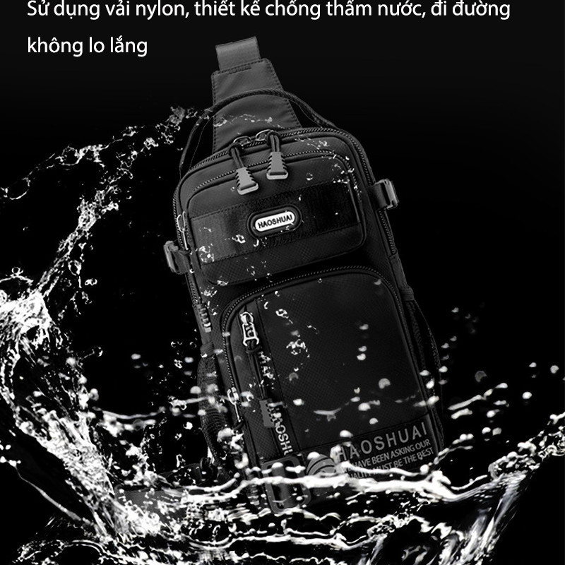 Túi Đeo Chéo Nam Chống Nước - Chất Liệu Vải Canvas Bền Bỉ, Dây Đeo Điều Chỉnh, Phù Hợp Đi Học, Đi Chơi & Dã Ngoại