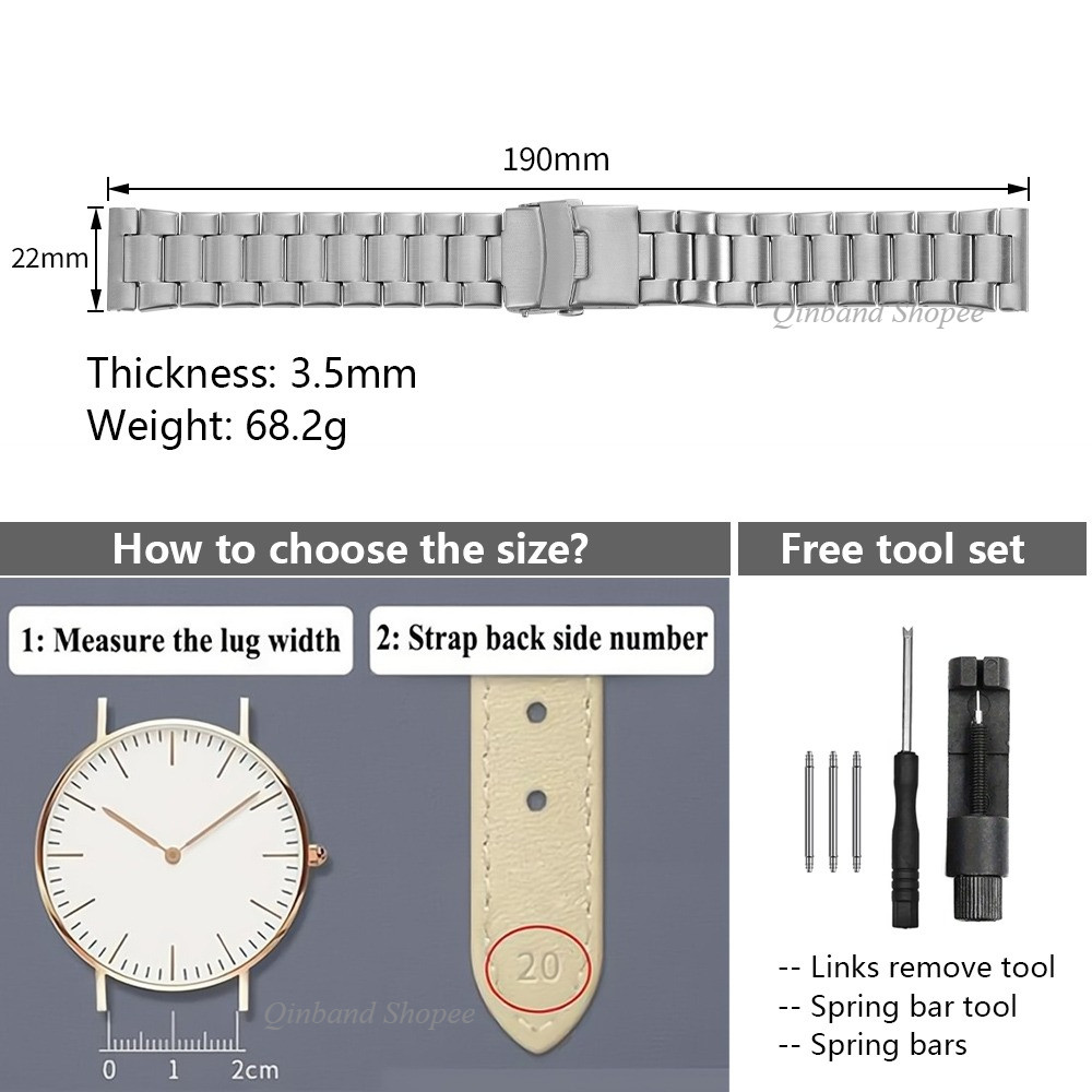 Dây đeo đồng hồ bằng thép không gỉ 20mm 22mm cho SEIKO Diver TUNA Samurai 3 hạt Dây đeo đồng hồ SKX007 SNX Vòng tay dành cho nam nữ Dây đeo cổ tay kim loại