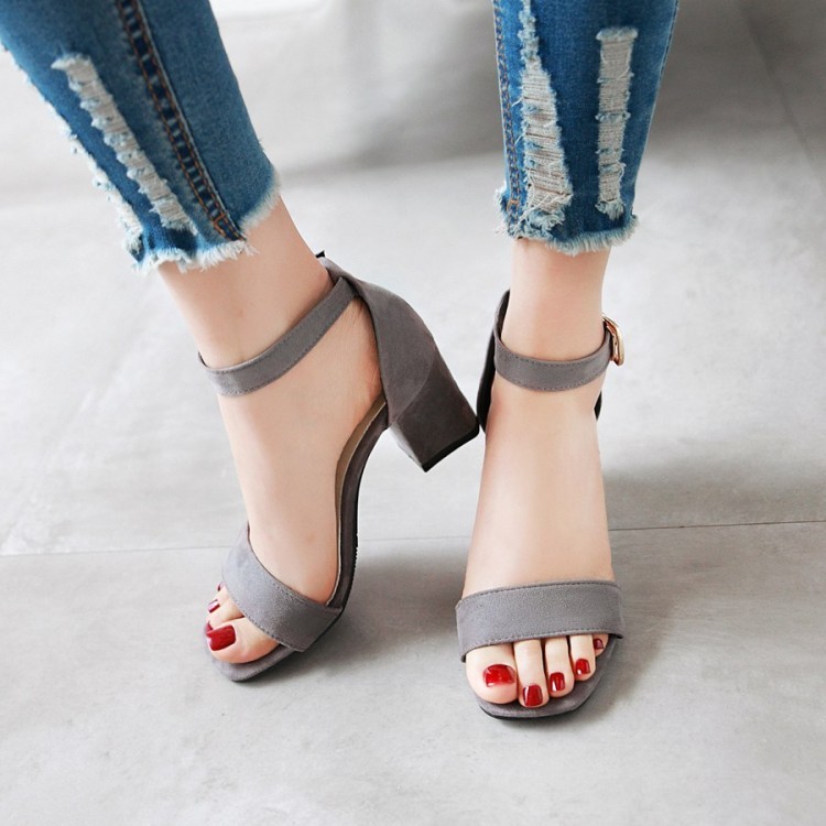 VNJXXXY34-39 Kích Thước Da Lộn Miệng Cá Mờ Mũi Mở Giày Sandal Thời Trang Phù Hợp Với Tất Cả Các Trận Đấu Hàng Ngày Thoải Mái Ngón Chân Tròn Dày Dây Đeo Khóa Phẳng Dép Đi Làm
