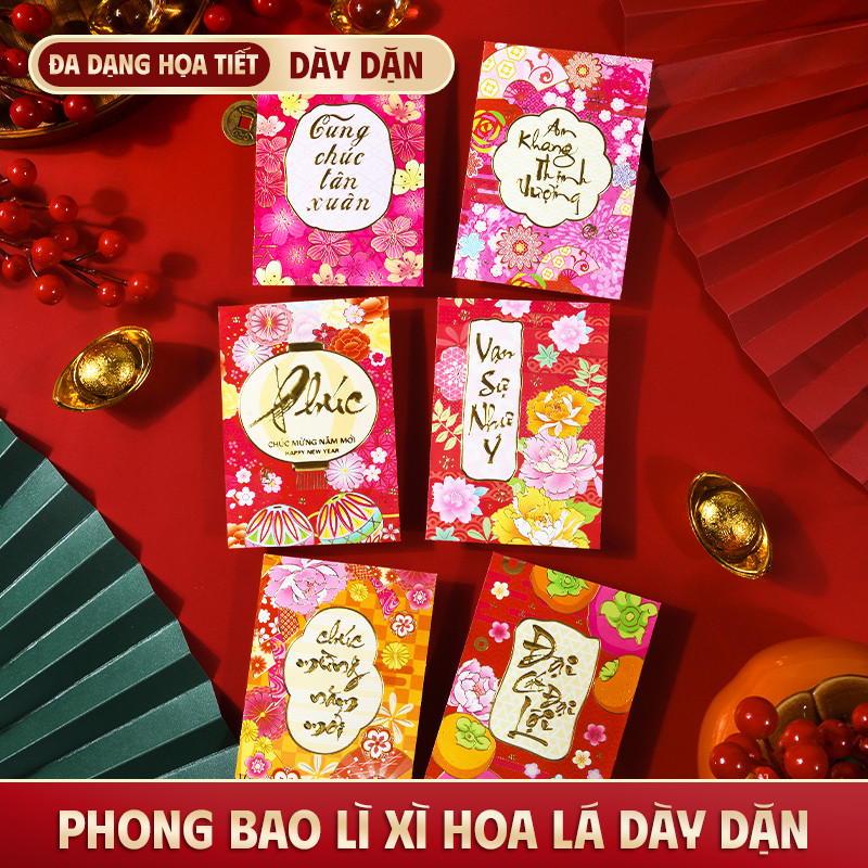 Bao lì xì dễ thương ngộ nghĩnh - Combo 36 bao mẫu mã đa dạng phù hợp cho dịp Tết Bính Ngọ 2026 đầy may mắn