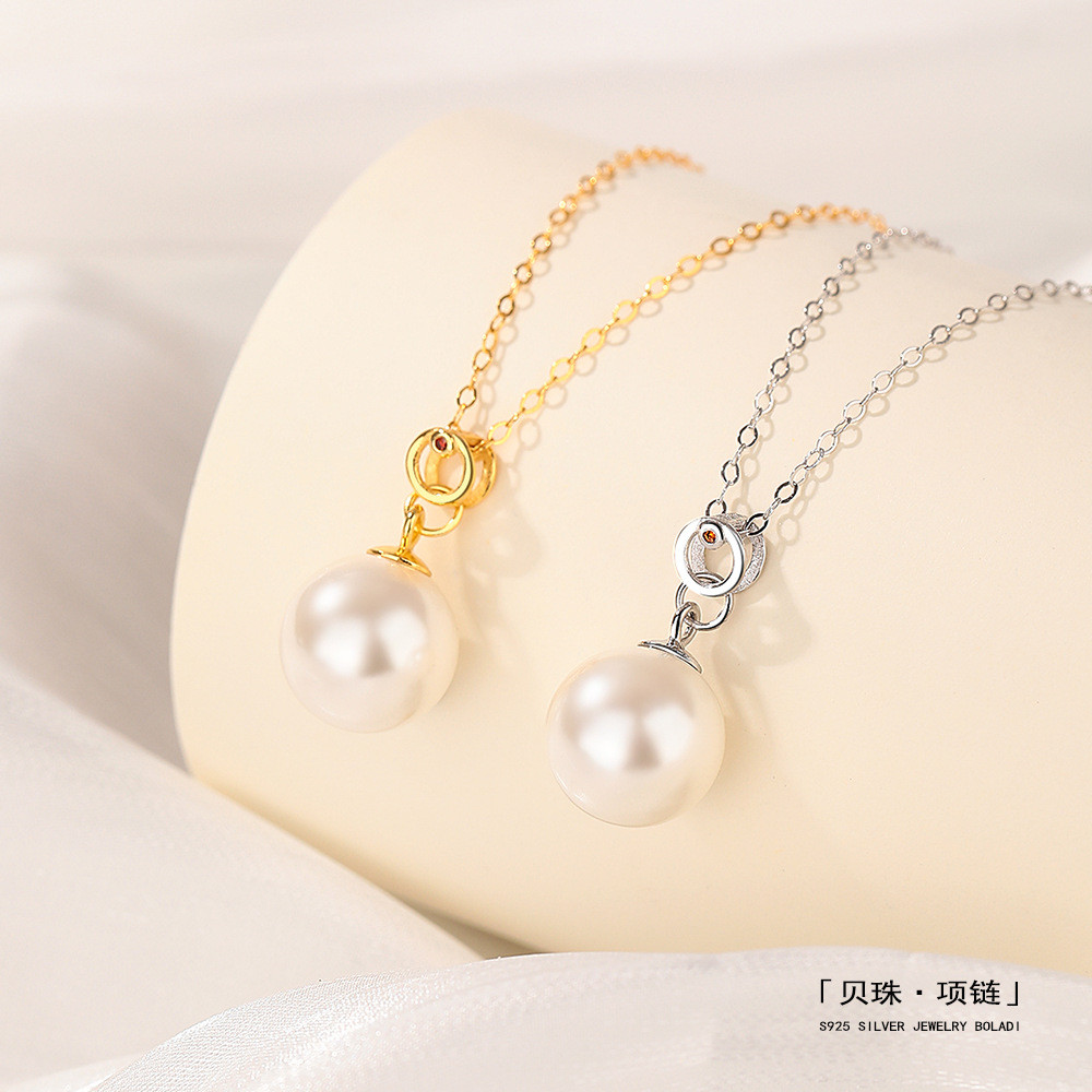 Vòng cổ ngọc trai thanh lịch đơn giản bạc s925