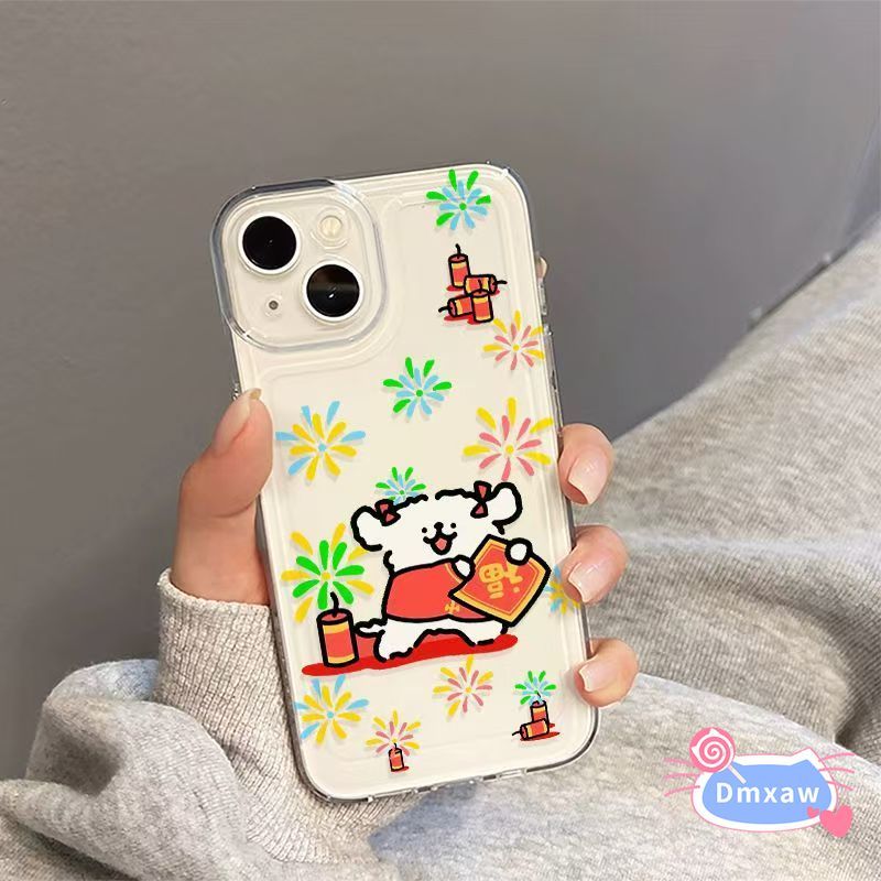 Năm Mới Cặp Đôi Dễ Thương Chó Ốp lưng Samsung Galaxy M32 M21 M21S M14 M13 A22 A22S A21S A20S A16 A15 A14 A13 A12 A11 A04S 4G 5G Vỏ Hoạt Hình Chống Rơi Trong Suốt Mềm