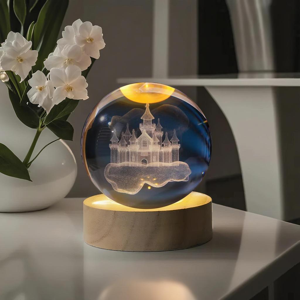 Quả cầu pha lê khắc 3D hình cá voi và cá heo đại dương cao cấp, đèn ngủ, quà tặng sinh nhật sáng tạo và quà lưu niệm. Đè