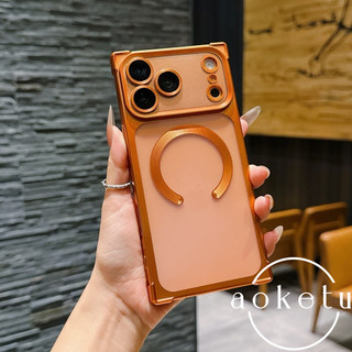 Ốp điện thoại từ tính mạ điện góc phải sang trọng phù hợp cho iPhone 13 14 15 16 17 Pro max vỏ mềm silicon chống rơi bốn góc
