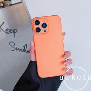 Ốp điện thoại TPU màu cam mờ siêu mỏng dành cho iPhone 13 14 15 16 17 Pro Max bao gồm tất cả vỏ mềm chống rơi
