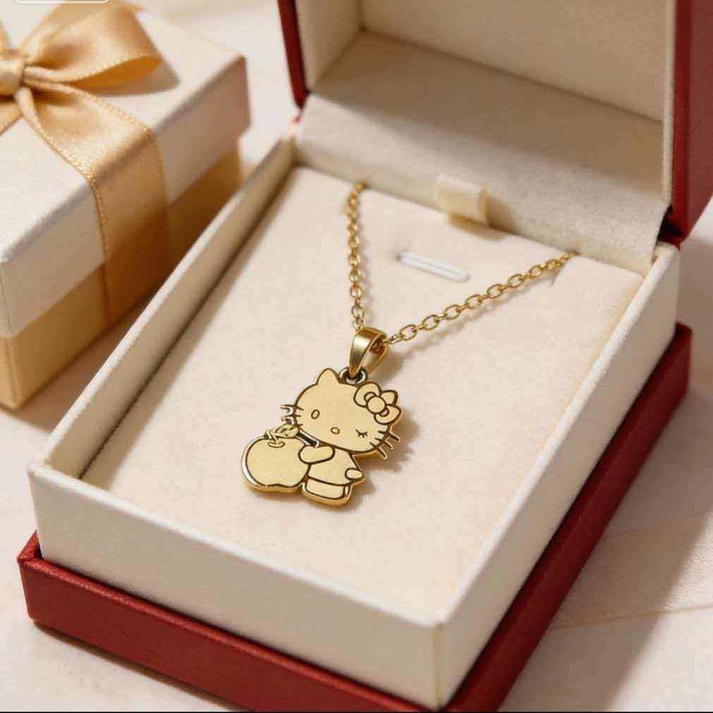 Sanrio Hello Kitty Thép Titan Vòng Cổ Nữ Sinh Viên Bạn Gái Dễ Thương Trẻ Em KT Mèo Vòng Cổ Cô Gái Xương Đòn Dây Xích