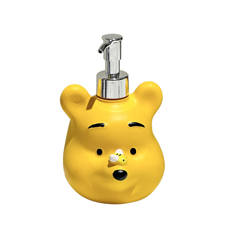 Hộp đựng xà phòng hình Winnie The Pooh dễ thương, Chai có thể đổ lại đa chức năng để rửa tay và dầu gội phòng tắm