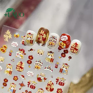 Springevenstar Tết Nguyên Đán Dễ Thương Năm Ngựa Sư Tử Khiêu Vũ Nơ Móng Tay Nghệ Thuật In Stiers Luy Pony Đề Can Làm Móng Tay Lễ Hội Dập Nổi Trang Trí Móng Tay Springevenstar