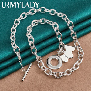 URMYLADY Bạc 925 Chú Chó May Mắn 18 Inch Mặt Dây Chuyền Vòng Cổ Nữ Cưới Quyến Rũ Trang Sức