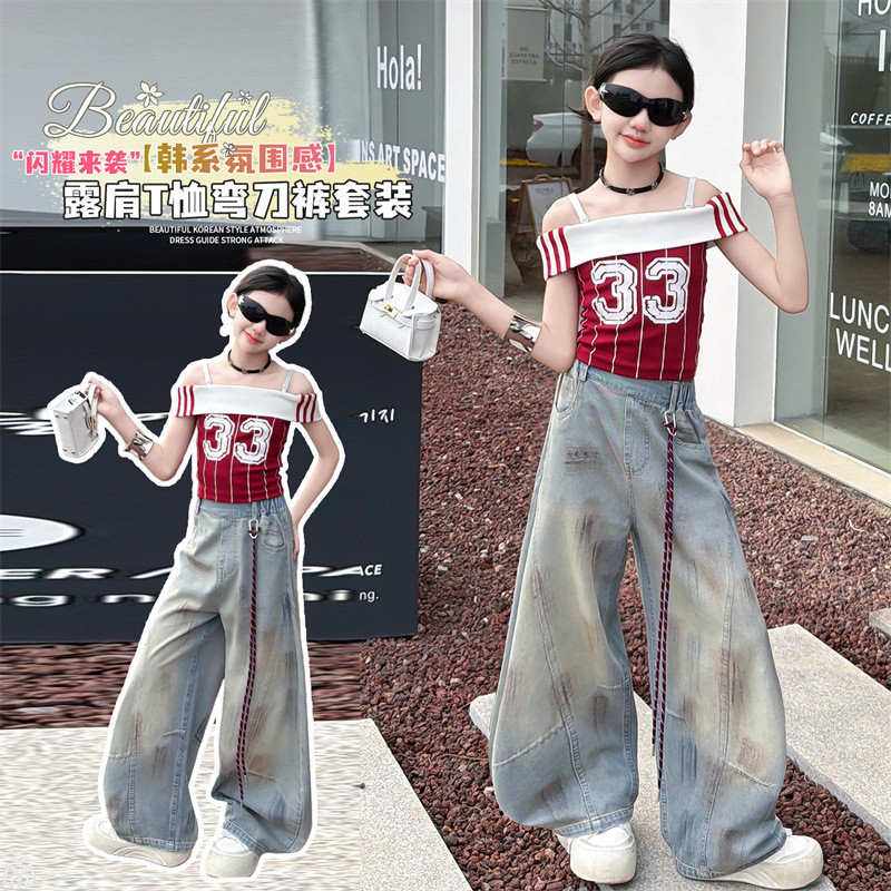 Thời Trang Bé Gái Sling Tay Ngắn Top 2026 Mùa Hè Trẻ Em Phiên Bản Hàn Quốc Áo Vest Sọc Dọc