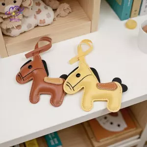 HFTOY Hoạt Hình Da PU Nâu Pony Quyến Rũ Móc Khóa Mặt Dây Chuyền Nữ Móc Khóa Túi Động Vật Dễ Thương Treo Phụ Kiện Trang Trí Quà Tặng Trang Trí ~