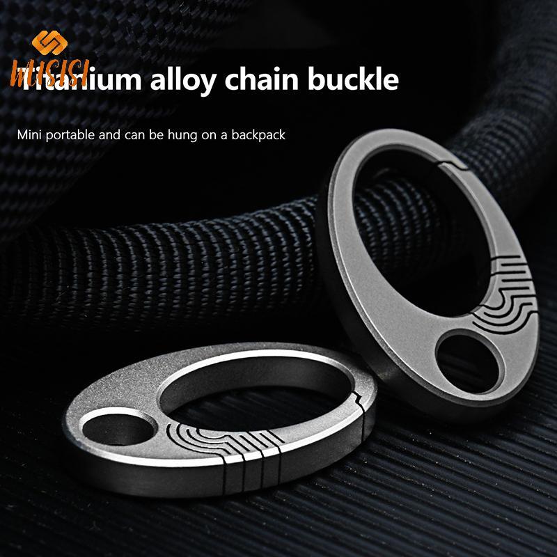 Móc khóa carabiner hợp kim titan màu xanh dương, thiết kế nhỏ gọn hình bầu dục, phù hợp làm vòng chìa khóa và dùng ngoài trời